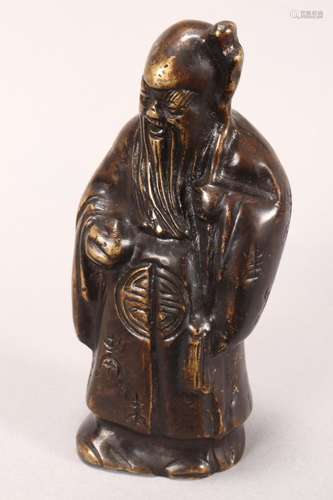 Chinese Bronze Figure of Shou Lao,