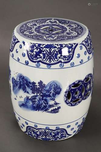 Chinese Blue and White Porcelain Stool,