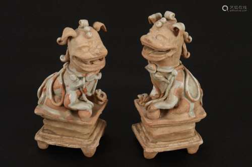 Pair of Chinese Pottery Dogs of Fo,