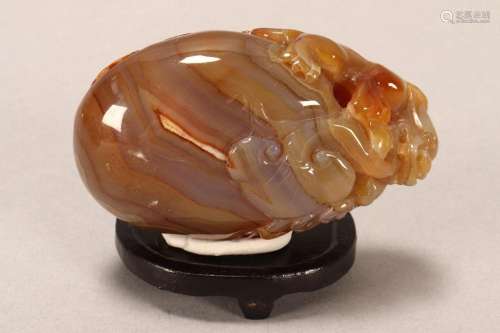 Chinese Carved Banded Agate Egg,