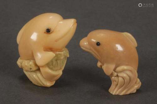 Two Japanese Tagua Nut Netsuke,