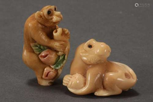 Two Japanese Tagua Nut Netsuke,