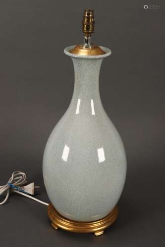Large Chinese Crackle Glaze Porcelain Lamp,