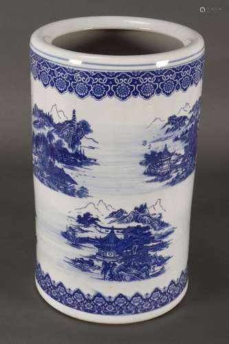 Chinese Blue and White Porcelain Umbrella Stand,