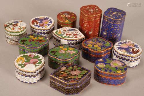 Quantity of Chinese Miniature Cloisonne Boxes,