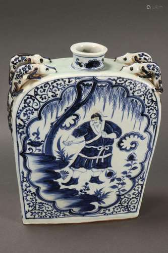 Chinese Blue and White Porcelain Flask,