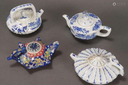 Four Chinese Miniature Porcelain Teapots,