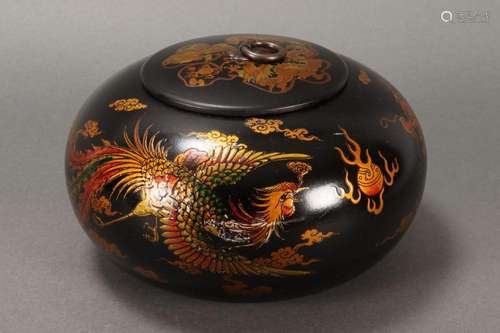 Chinese Wooden Lidded Vessel,