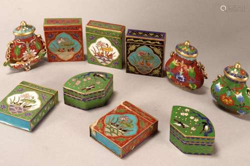 Quantity of Chinese Cloisonne Lidded Boxes,