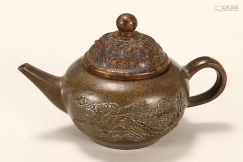 Petite Chinese Bronze Teapot,