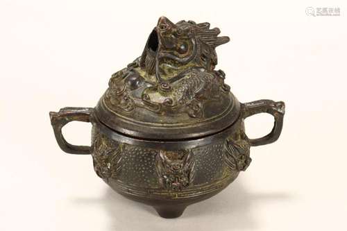 Chinese Bronze Twin Handled Censer,