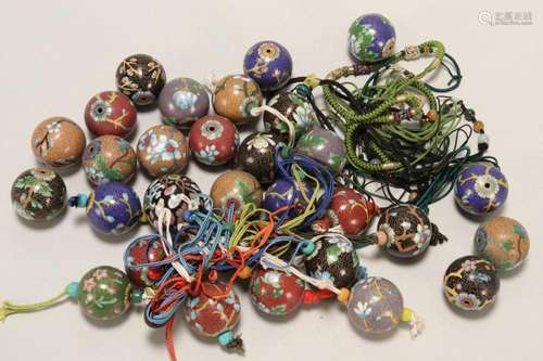 Quantity of Chinese Cloisonne Ball Pendants,