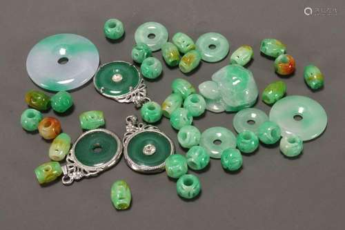 Quantity of Small Jade Beads and Discs,