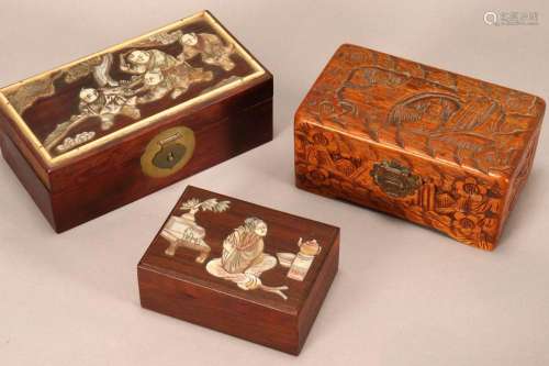 Three Chinese Lidded Boxes,