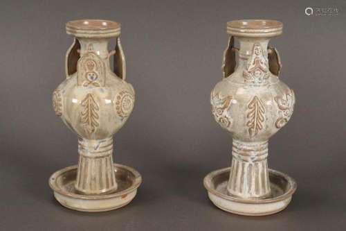 Pair Chinese Ceramic Candlesticks,