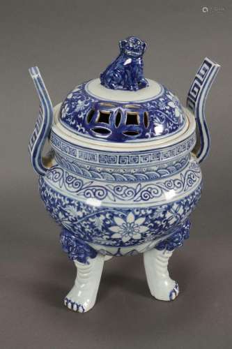 Large Chinese Blue and White Porcelain Censer,