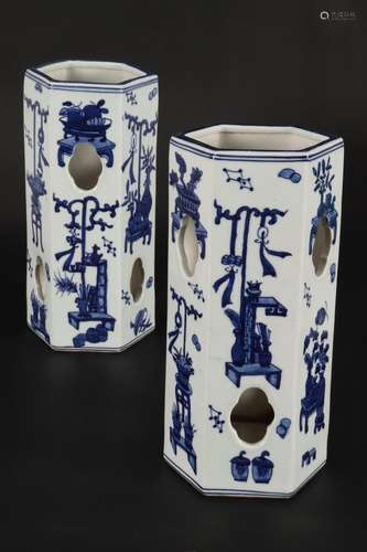 Pair of Chinese Blue and White Porcelain Vases,