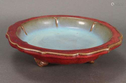 Chinese Flambe Glaze Tripod Bowl,