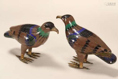 Pair of Cloisonne Birds,