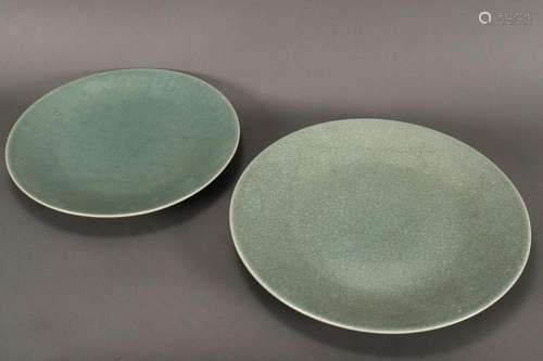 Two Chinese Crackle Glaze Chargers,