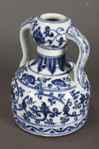 Chinese Twin Handled Blue and White Bottle