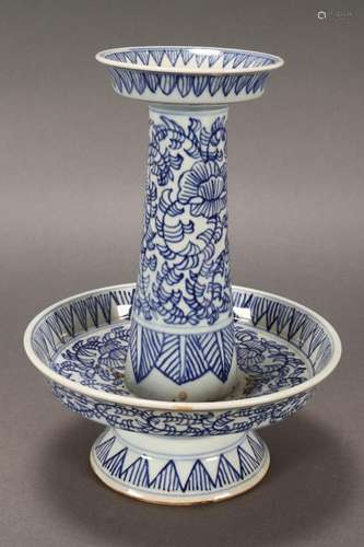 Chinese Blue and White Porcelain Candlestick,