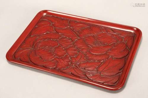 Japanese Kamakura-Bori Lacquer Tray,