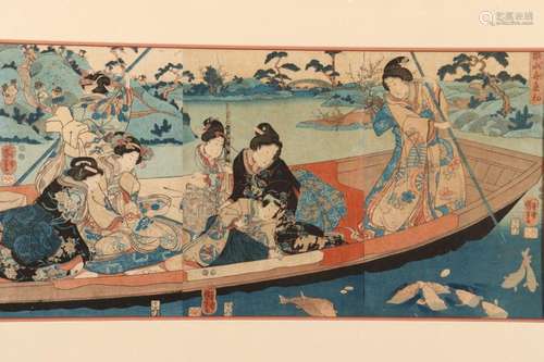 Original Japanese Woodblock Triptych,