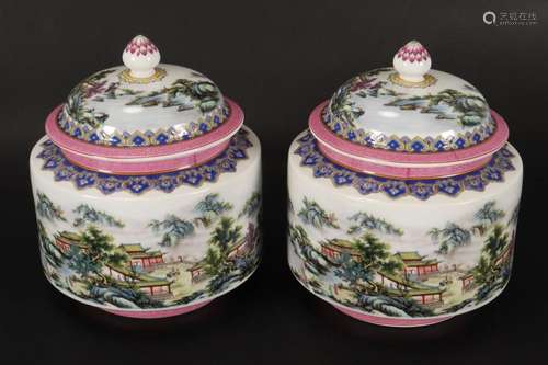 Pair of Chinese Porcelain Jars and Covers,