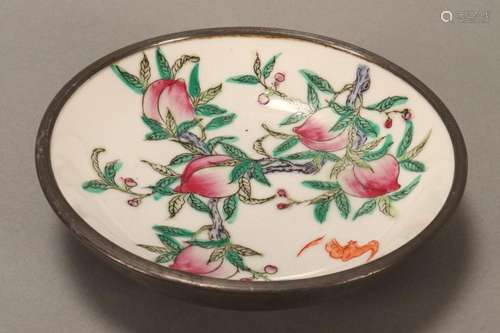 Chinese Porcelain and Pewter Dish,