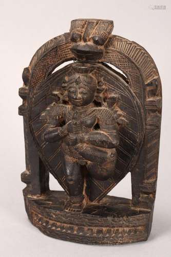 Indian Carved Wooden Figure of Vishnu,