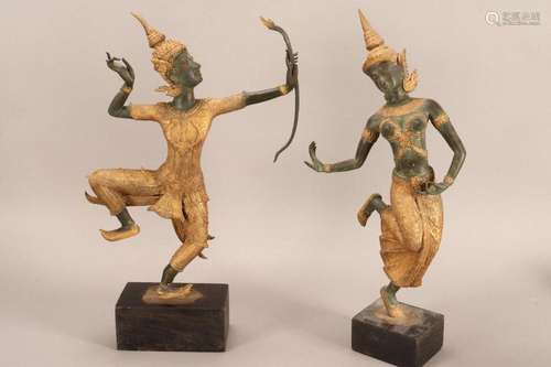 Large Pair of Thai Dancing Figures,