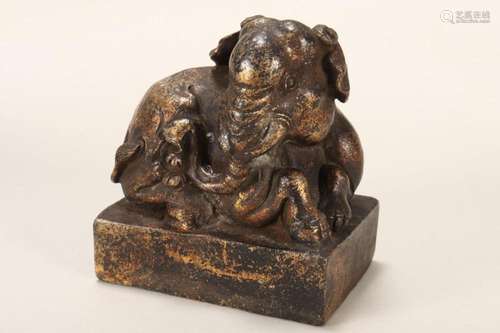 Chinese Gilt Bronze Seal,