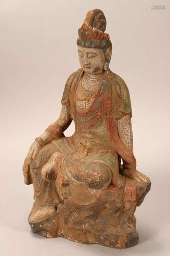 Chinese Wooden figure of Guan Yin,