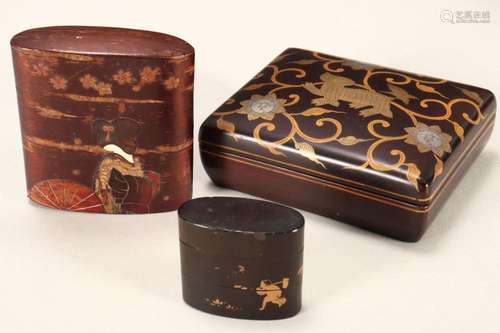 Three Japanese Lacquer Boxes,