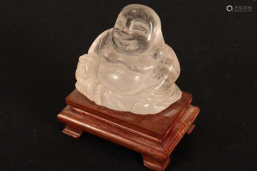 Chinese Crystal Buddha and Stand,