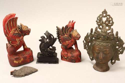 Pair of Carved Garuda Figures,