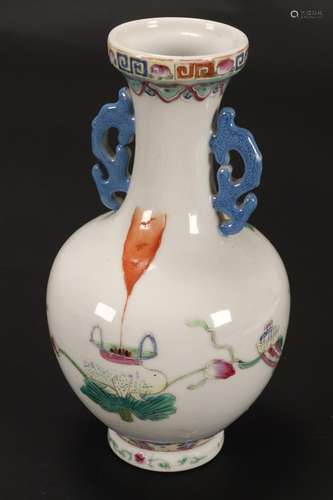 Chinese Twin Handled Porcelain Vase,