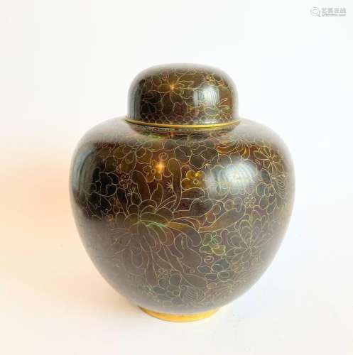 A Large Chinese Cloisonné Ginger Jar with Ornate Floral Patt...