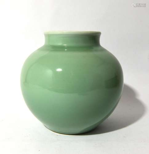 A Chinese Celadon Douqing Glaze Jar, Qianlong Mark to the Ba...