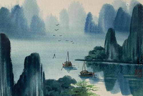 Artist Unknown , China (21st Century), Fishing Boats, Waterc...