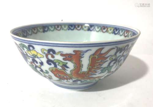 A Chinese Doucai Bowl with Yongzheng Mark to the Base