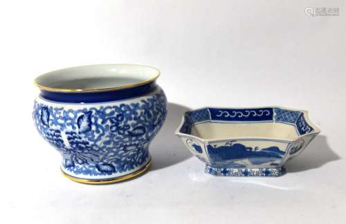 A Chinese Blue & White Jar & a Bowl