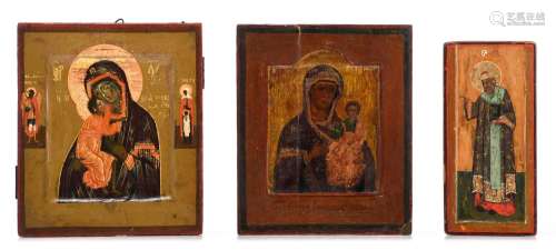 (T) Three small Russian icons, late 18thC - early