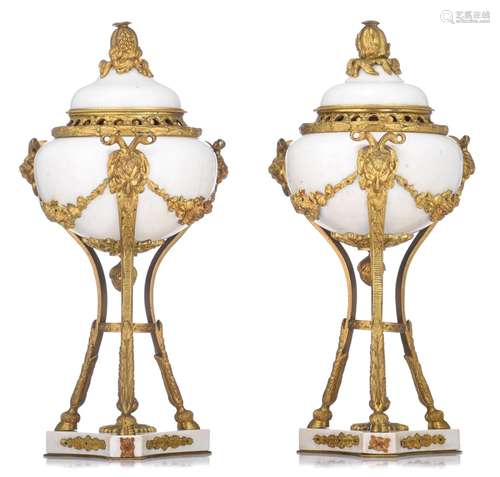 (T) A pair of Louis XVI style Carrara marble