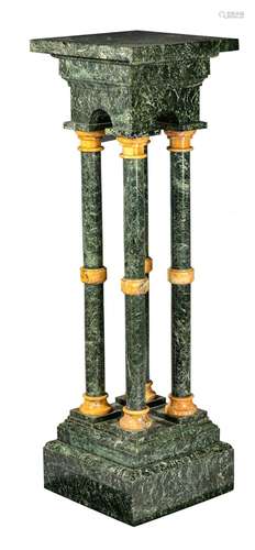 (T) A Neoclassical vert de mer marble four-column