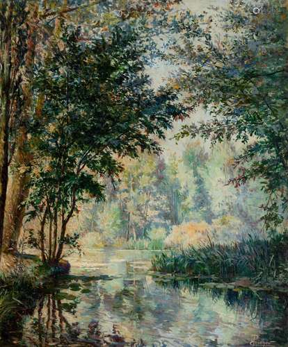 (T) Emile Prodhon (1881-1974), view on a pond, oil on