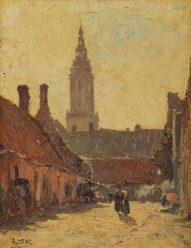 (T) Prosper De Wit (1862-1951), view of Veurne, oil on