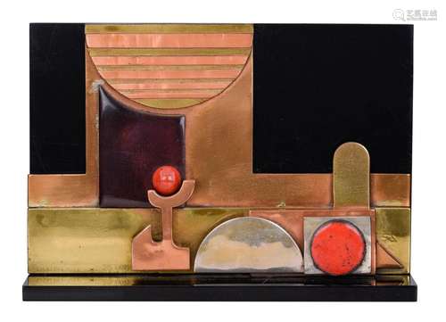 (T) Mantello, abstract sculpture, brass, enamel and