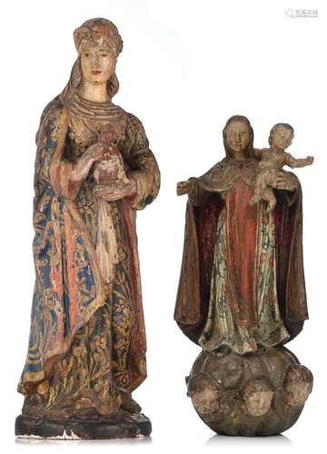 (T) Two polychrome painted wooden religious